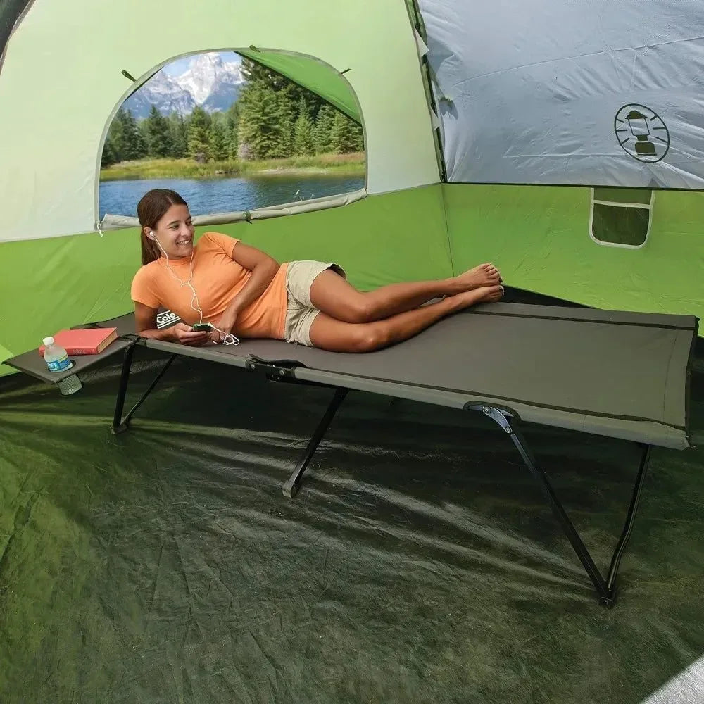 Pack-Away Camping Cot with Removable Side Table - Extra Wide, Fits Adults up to 6'6" or 300 lbs - Trekker Essentials