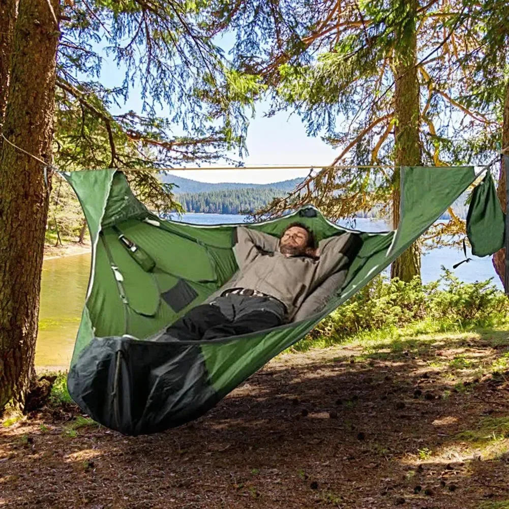 Patio Hammock with Bed Net - Multi-Person Family Camping Hammock with Hanging Bed for Outdoor Adventures - Trekker Essentials