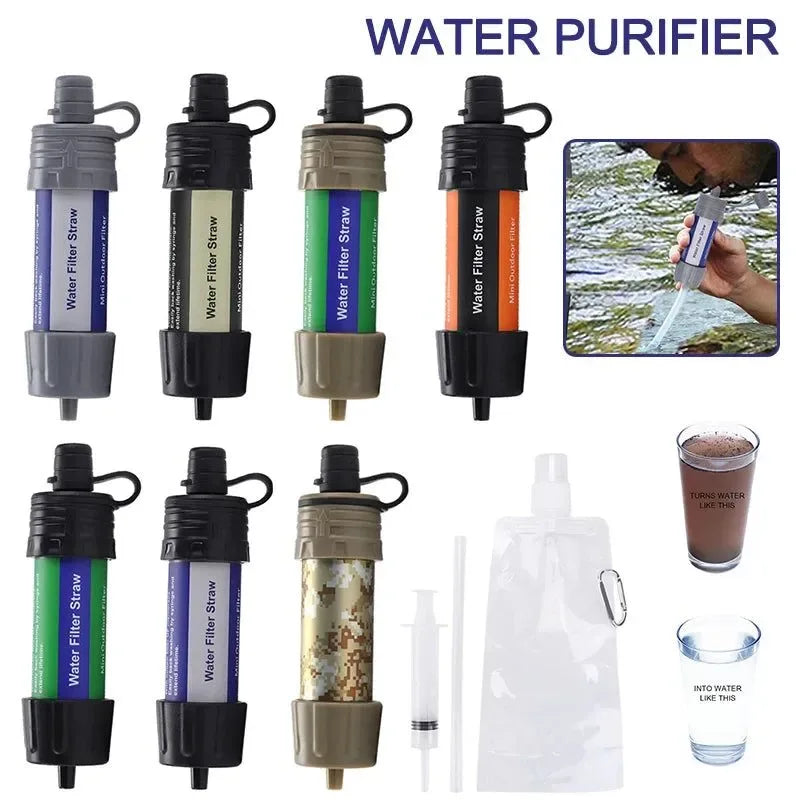 Personal Water Purifier Water Filtration System - Camping Purification Water Filter Straw for Outdoor Traveling Survival Emergency - Trekker Essentials