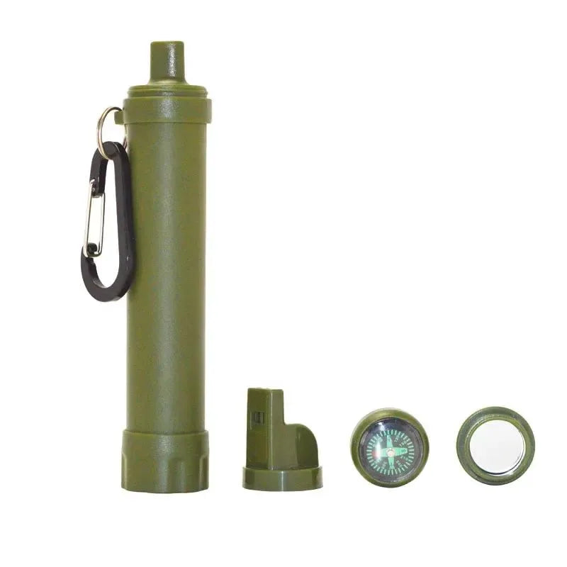 Personal Water Purifiers Water Filter Survival Kit with Whistle Compass Hiking Straw for Safety and Survival Camping Supplies - Trekker Essentials