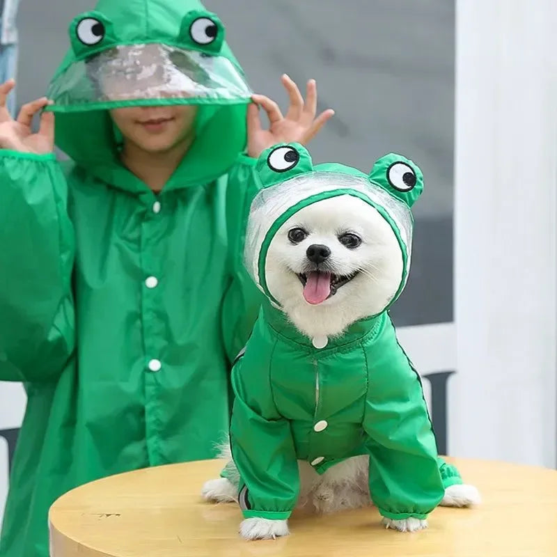 Pet Dog Raincoat - Fashion Dinosaur & Frog Style Waterproof Jumpsuit for Dogs - Trekker Essentials