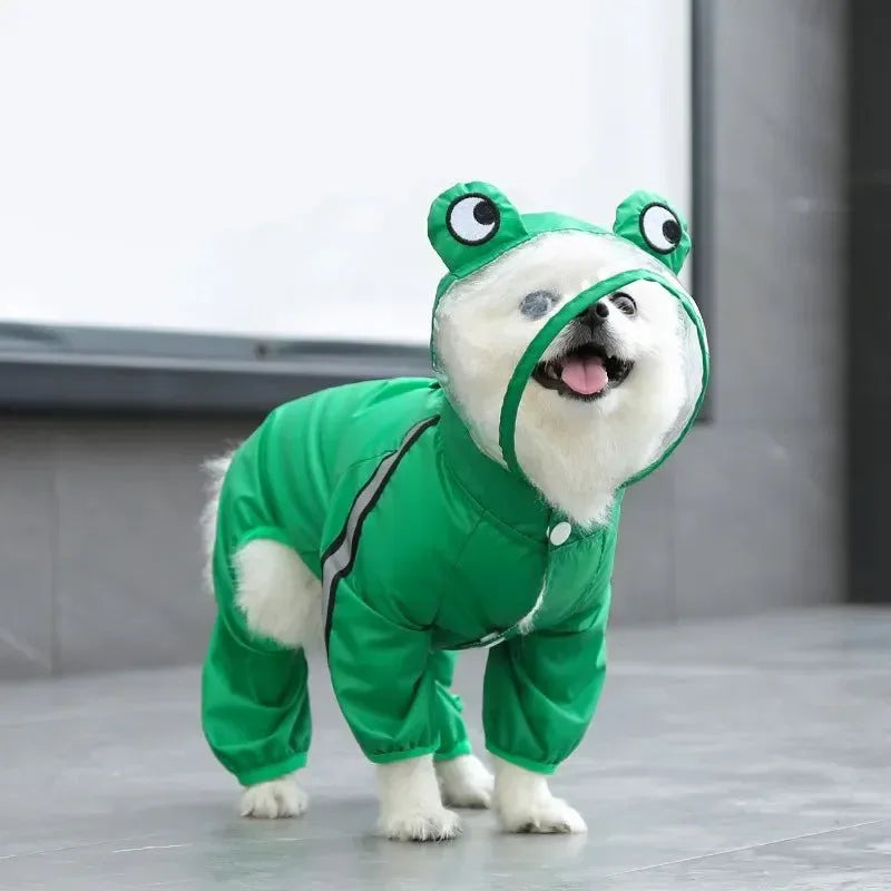 Pet Dog Raincoat - Fashion Dinosaur & Frog Style Waterproof Jumpsuit for Dogs - Trekker Essentials