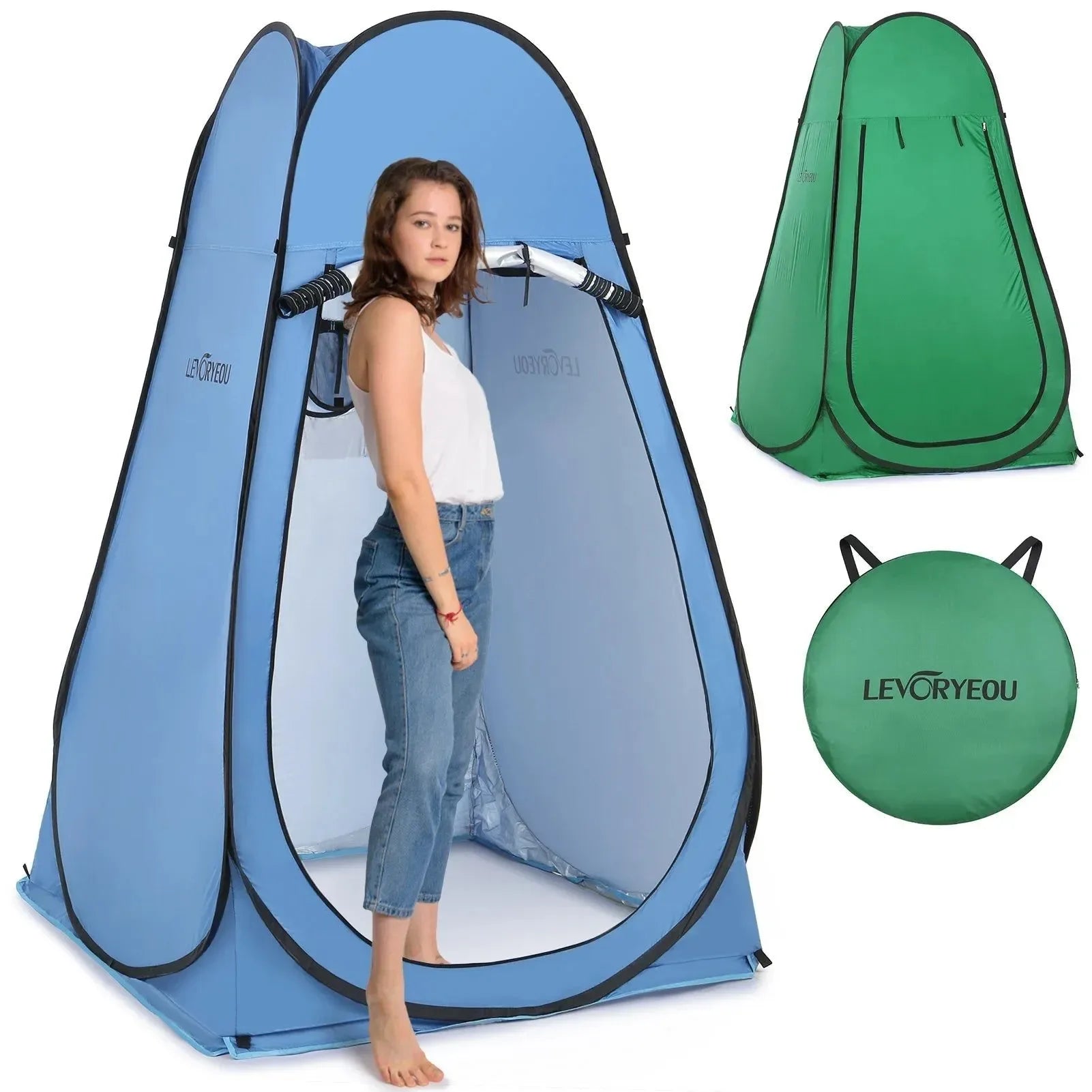Pop Up Privacy Shelter Tent - Portable Outdoor Camping Beach Instant Shower, Toilet, Changing Tent with Window - Trekker Essentials