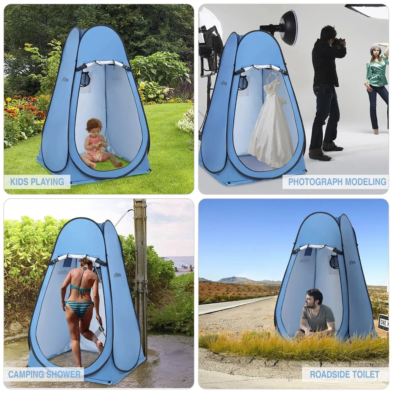 Pop Up Privacy Shelter Tent - Portable Outdoor Camping Beach Instant Shower, Toilet, Changing Tent with Window - Trekker Essentials