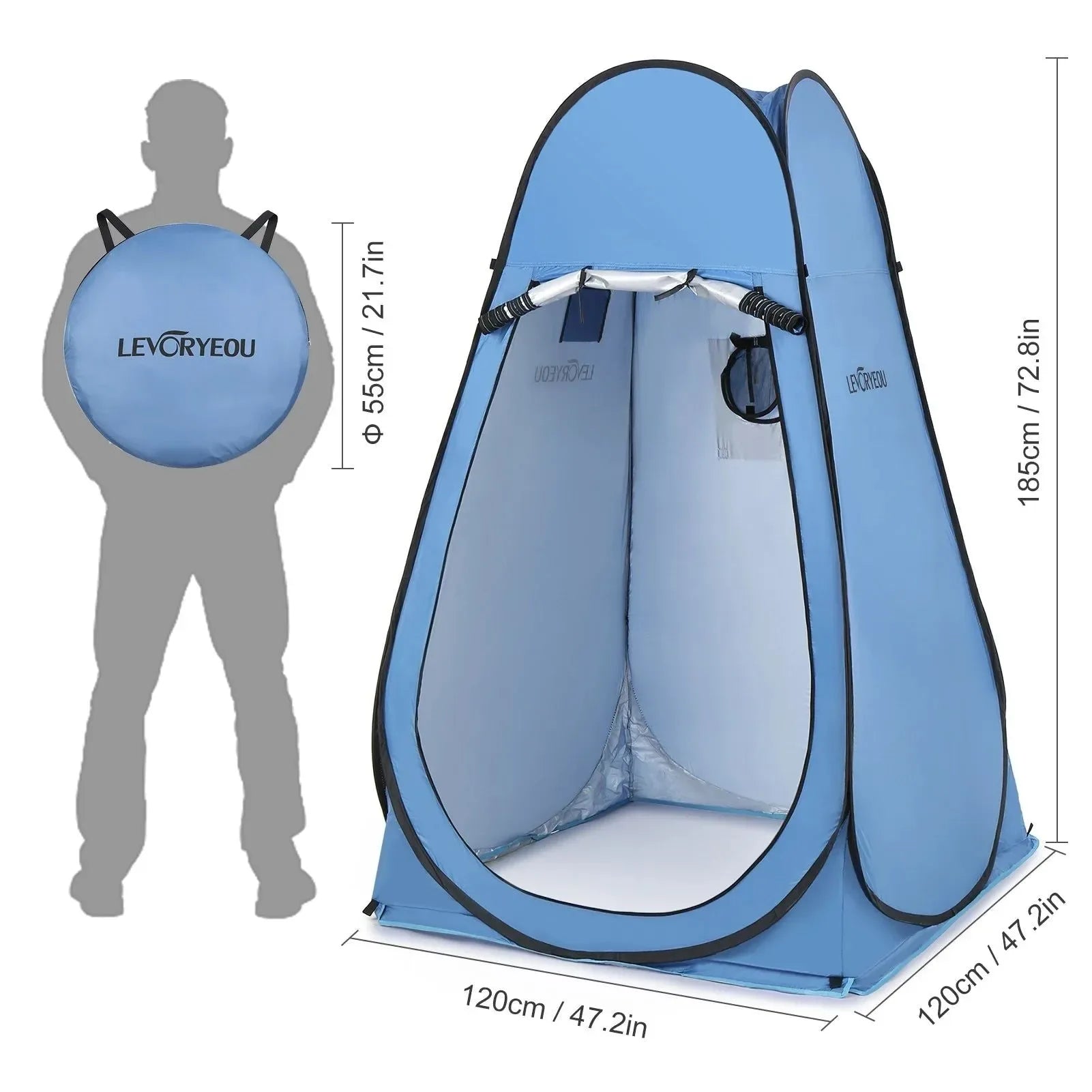 Pop Up Privacy Shelter Tent - Portable Outdoor Camping Beach Instant Shower, Toilet, Changing Tent with Window - Trekker Essentials