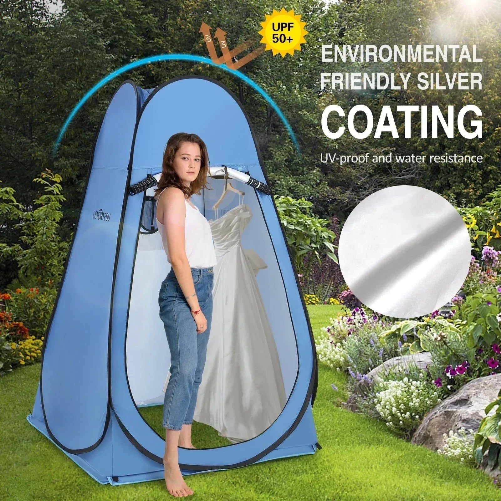 Pop Up Privacy Shelter Tent - Portable Outdoor Camping Beach Instant Shower, Toilet, Changing Tent with Window - Trekker Essentials