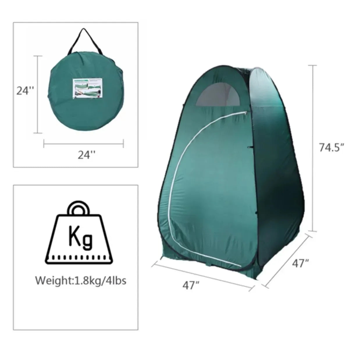 Pop-Up Privacy Tent - Instant Outdoor Changing Room 47"x47"x75" (120x190cm) - Trekker Essentials