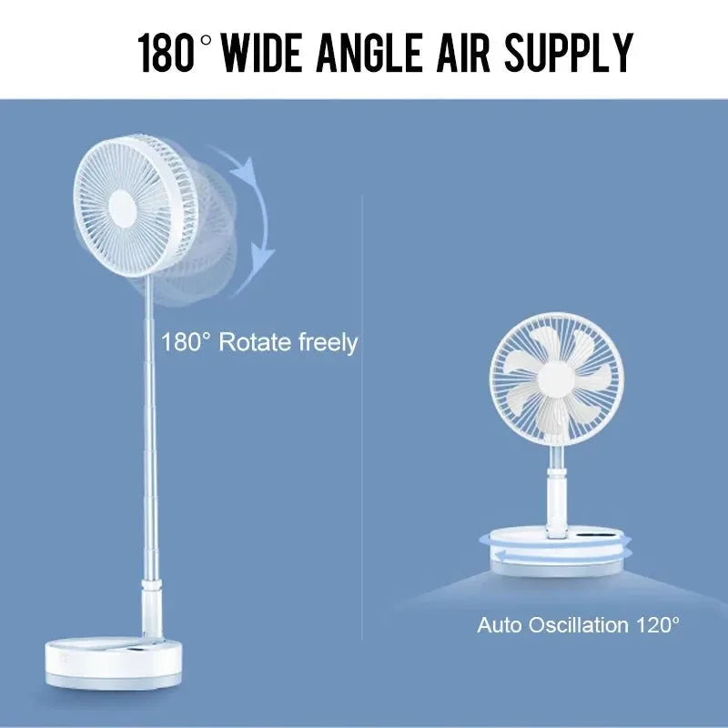 Portable 10800mAh Folding Floor Fan | USB Rechargeable, Remote Control, Silent Air Cooler for Camping - Trekker Essentials
