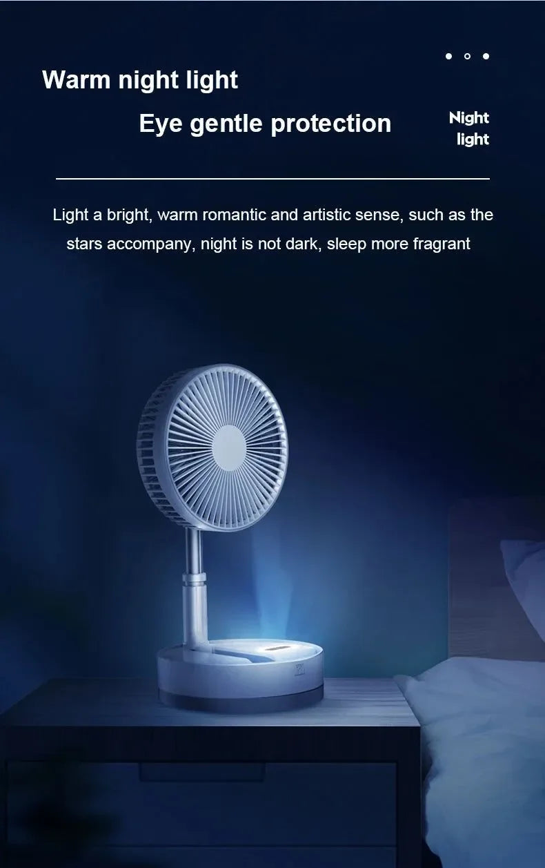 Portable 10800mAh Folding Floor Fan | USB Rechargeable, Remote Control, Silent Air Cooler for Camping - Trekker Essentials