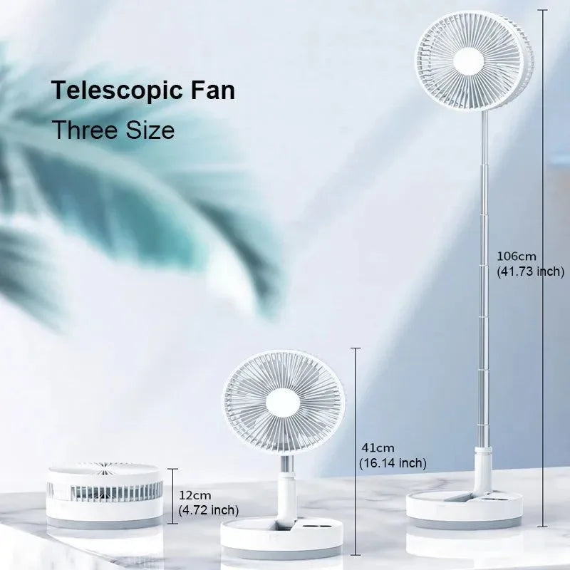 Portable 10800mAh Folding Floor Fan | USB Rechargeable, Remote Control, Silent Air Cooler for Camping - Trekker Essentials
