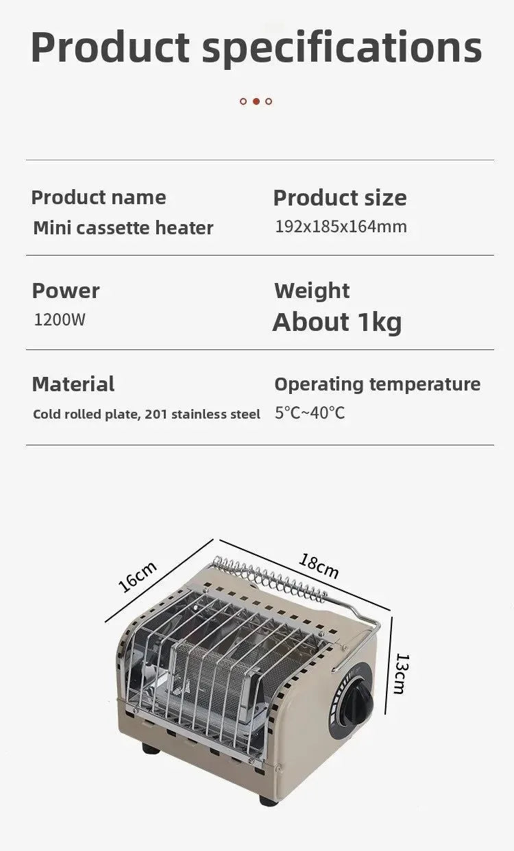 Portable 1200W Outdoor Gas Heater Stove – Smokeless Camping & Picnic Heater - Trekker Essentials