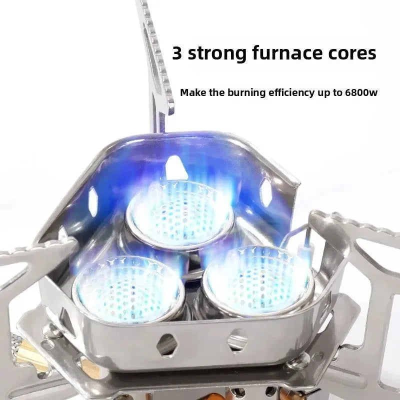 Portable 3-Burner Camping Stove - Windproof Butane Gas Stove with Ignition for Outdoor Cooking - Trekker Essentials