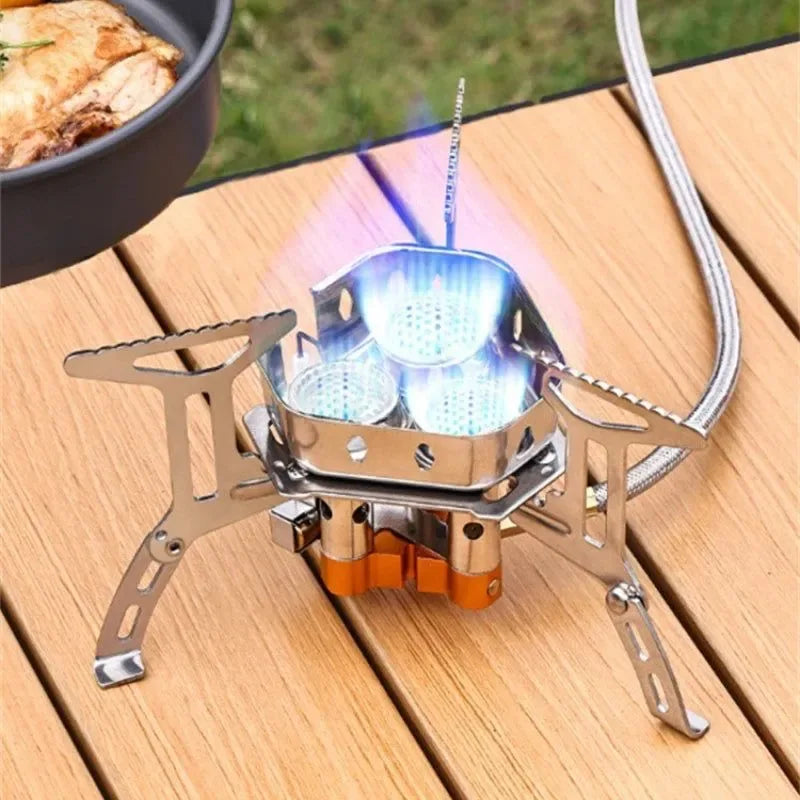 Portable 3-Burner Camping Stove - Windproof Butane Gas Stove with Ignition for Outdoor Cooking - Trekker Essentials