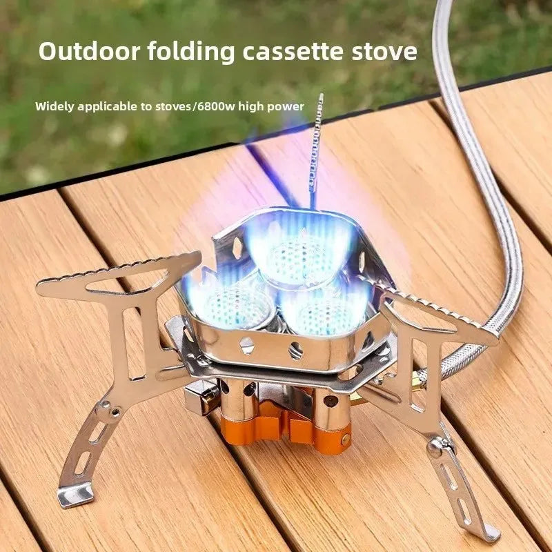 Portable 3-Burner Camping Stove - Windproof Butane Gas Stove with Ignition for Outdoor Cooking - Trekker Essentials