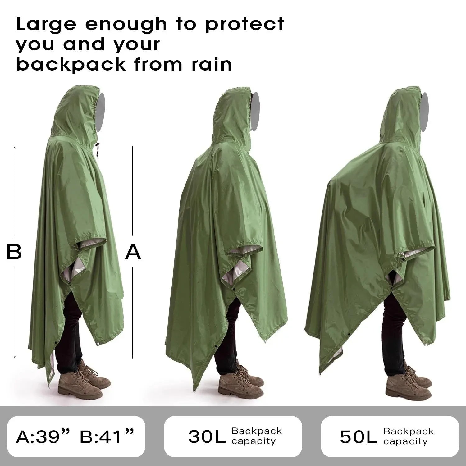 Portable 3-in-1 Multifunctional Raincoat Poncho Mat - Durable Rain Gear for Hiking and Camping - Trekker Essentials