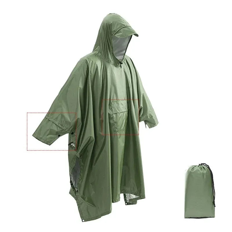 Portable 3-in-1 Multifunctional Raincoat Poncho Mat - Durable Rain Gear for Hiking and Camping - Trekker Essentials