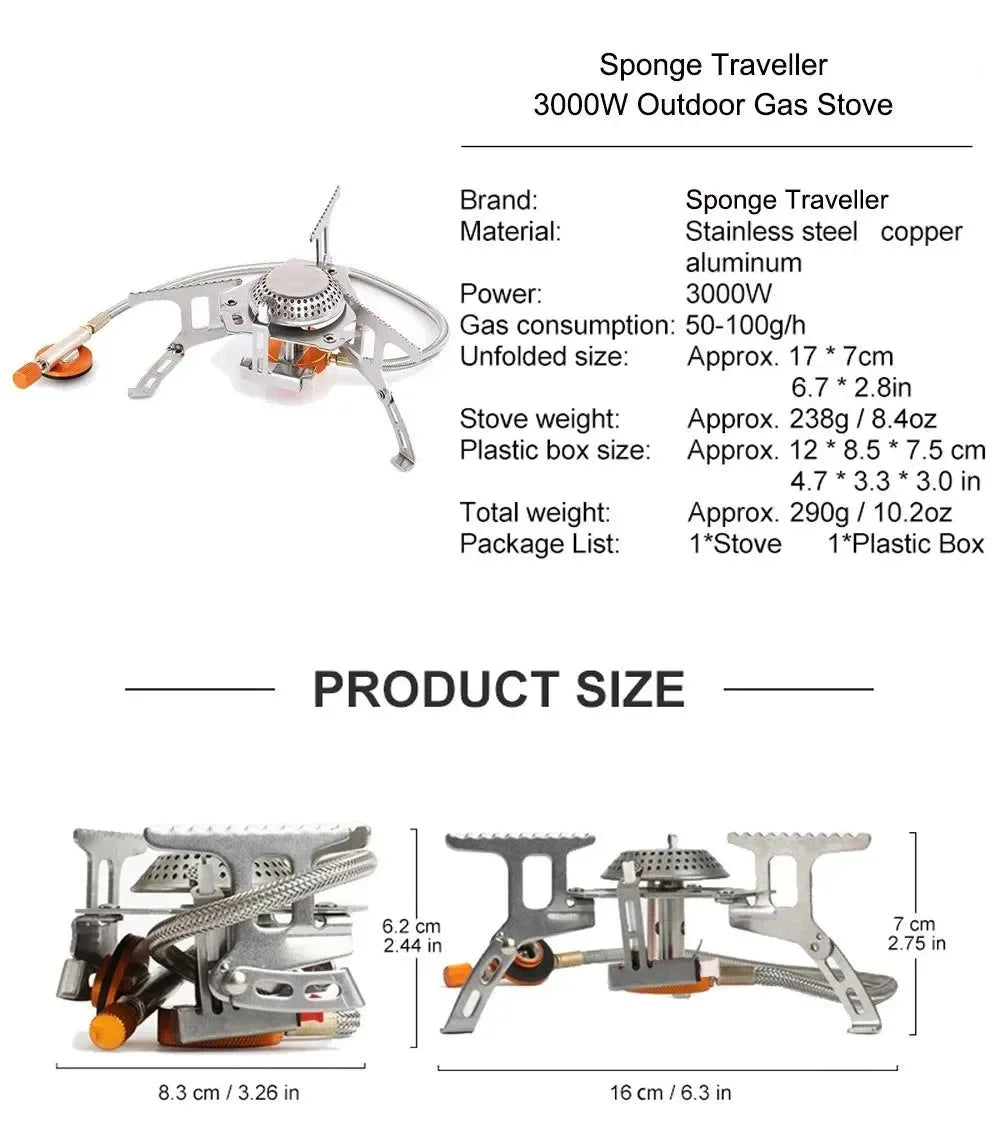 Portable 3500W Camping Gas Stove – Folding Outdoor Backpacking Burner with Ignition for Cooking, Hiking & Picnic - Trekker Essentials