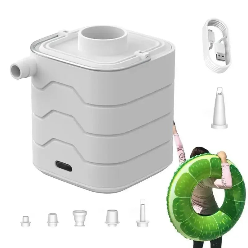Portable 6-Nozzle Air Pump with LED Light – Ideal for Swimming Pools, Air Mattresses, and Camping - Trekker Essentials