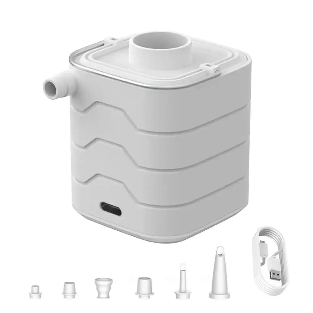 Portable 6-Nozzle Air Pump with LED Light – Ideal for Swimming Pools, Air Mattresses, and Camping - Trekker Essentials