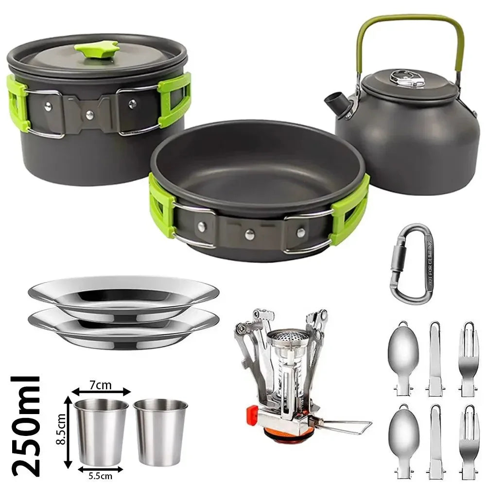 Portable Aluminum Camping Cookware Set for 1-3 People – Lightweight & Durable - Trekker Essentials