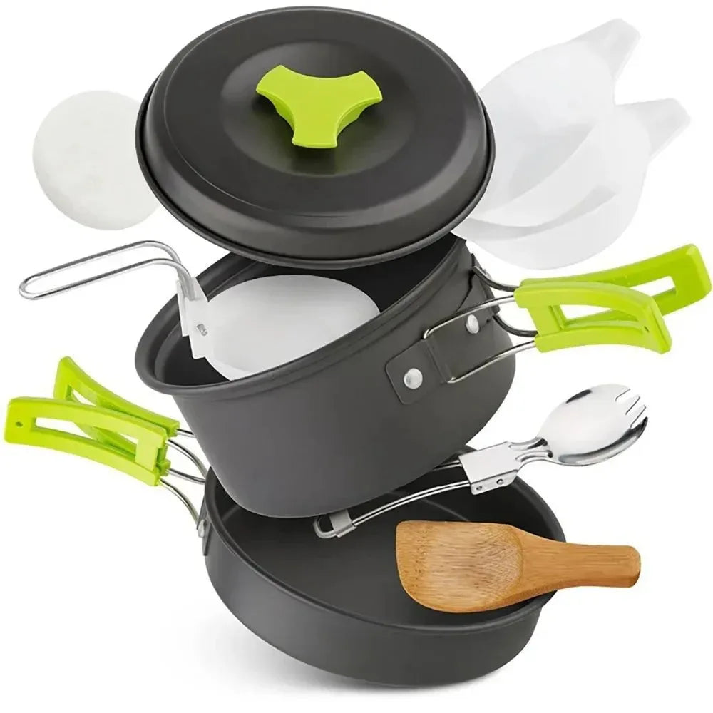 Portable Aluminum Camping Cookware Set for 1-3 People – Lightweight & Durable - Trekker Essentials