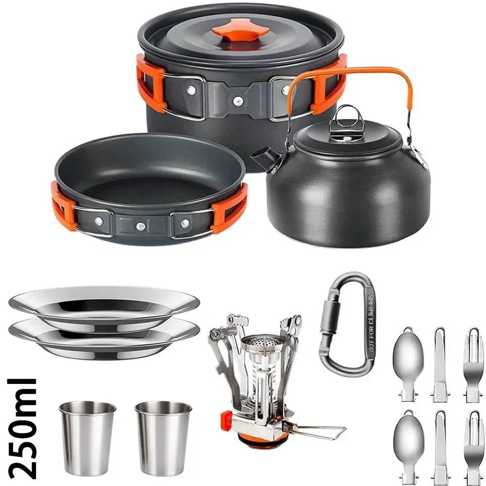 Portable Aluminum Camping Cookware Set for 1-3 People – Lightweight & Durable - Trekker Essentials