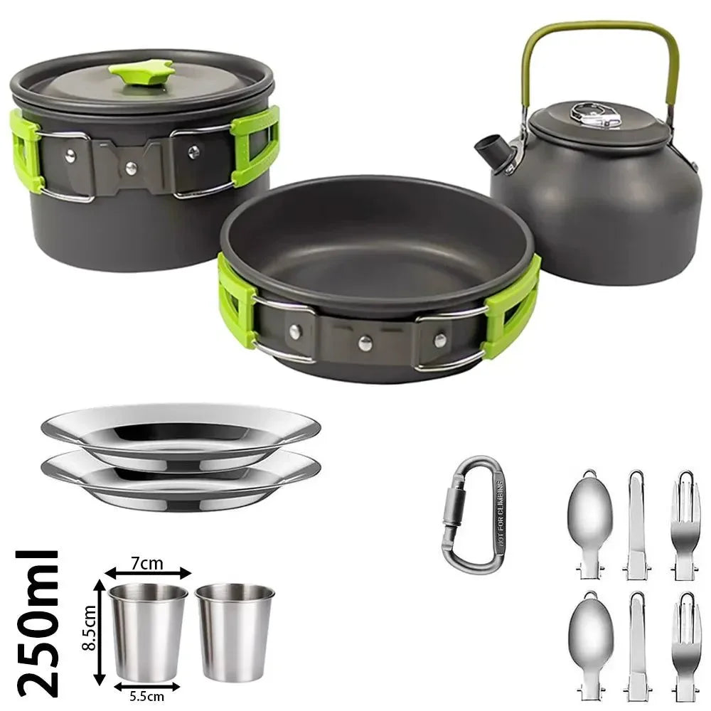 Portable Aluminum Camping Cookware Set for 1-3 People – Lightweight & Durable - Trekker Essentials