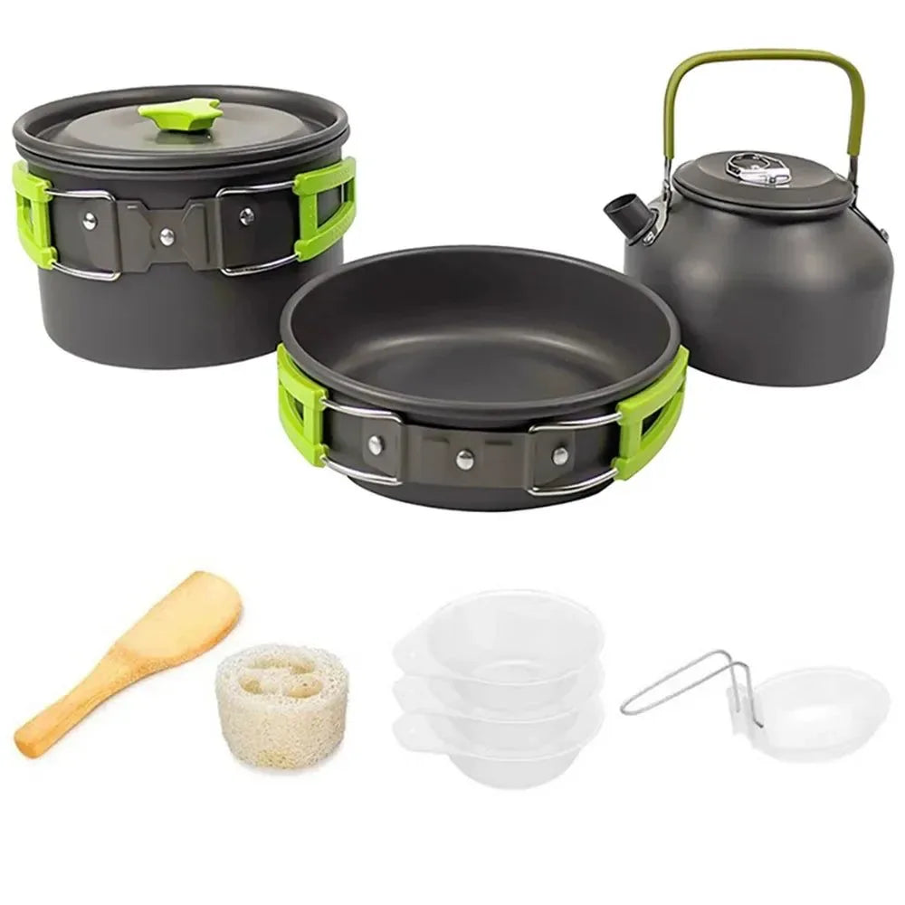Portable Aluminum Camping Cookware Set for 1-3 People – Lightweight & Durable - Trekker Essentials