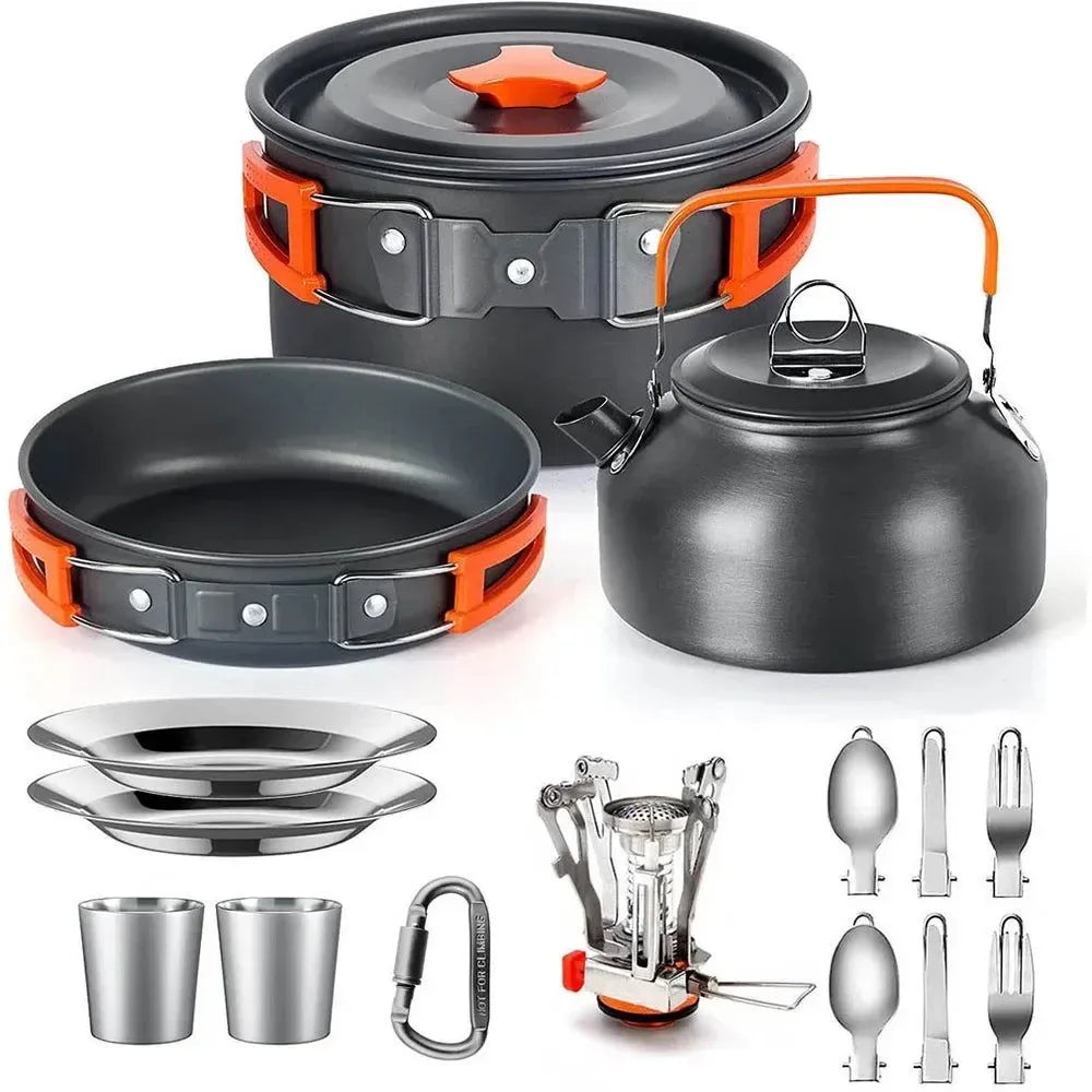 Portable Aluminum Camping Cookware Set for 1-3 People – Lightweight & Durable - Trekker Essentials