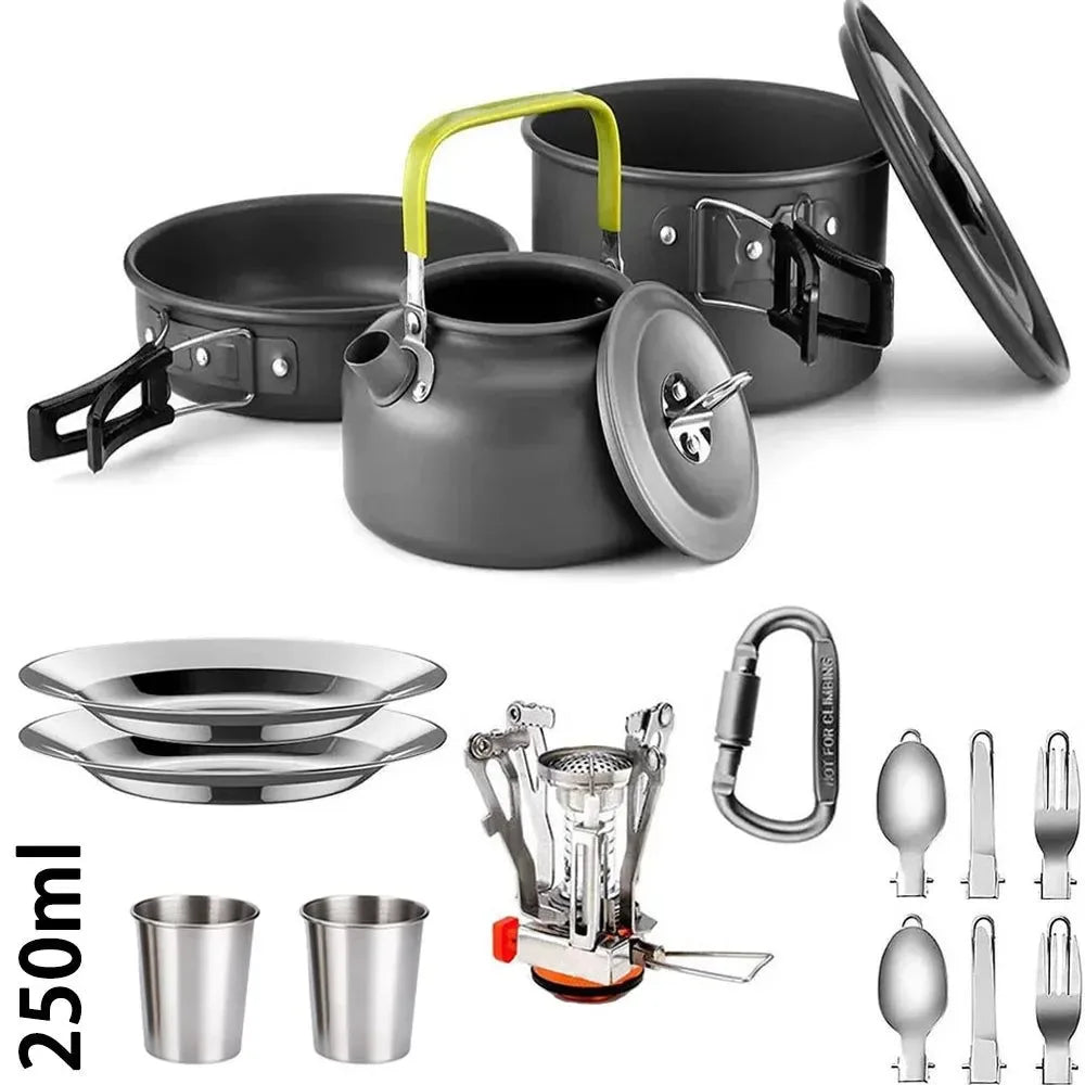 Portable Aluminum Camping Cookware Set for 1-3 People – Lightweight & Durable - Trekker Essentials