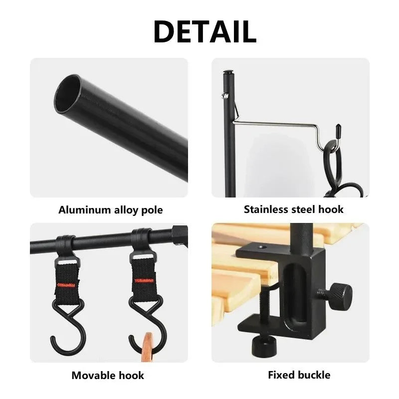 Portable Aluminum IGT Lantern & Gear Hanging Stand with Detachable Shelf - Trekker Essentials