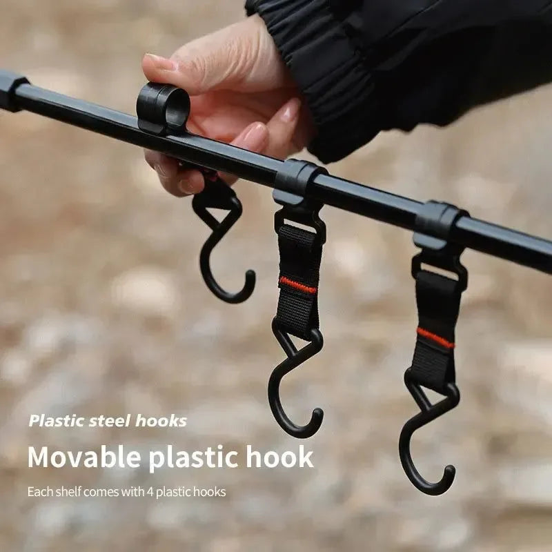 Portable Aluminum IGT Lantern & Gear Hanging Stand with Detachable Shelf - Trekker Essentials