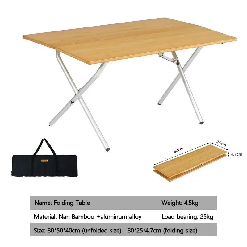 Portable Bamboo Folding Table for Outdoor Camping and Picnic - Trekker Essentials