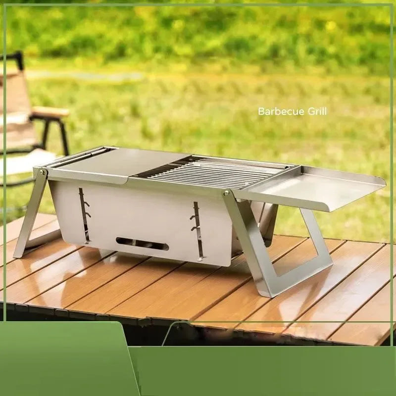 Portable BBQ Grill with Stainless Steel Bracket - Trekker Essentials