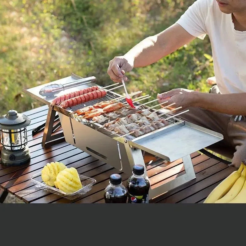 Portable BBQ Grill with Stainless Steel Bracket - Trekker Essentials