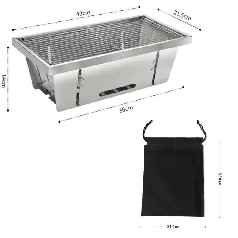 Portable BBQ Grill with Stainless Steel Bracket - Trekker Essentials