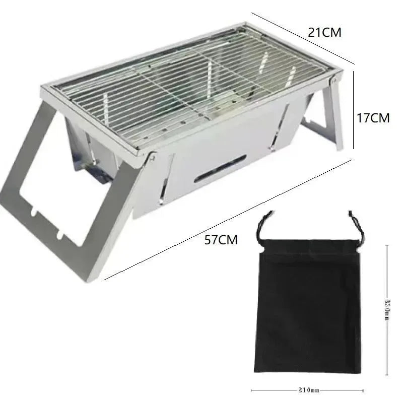 Portable BBQ Grill with Stainless Steel Bracket - Trekker Essentials