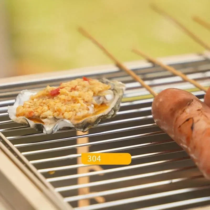 Portable BBQ Grill with Stainless Steel Bracket - Trekker Essentials