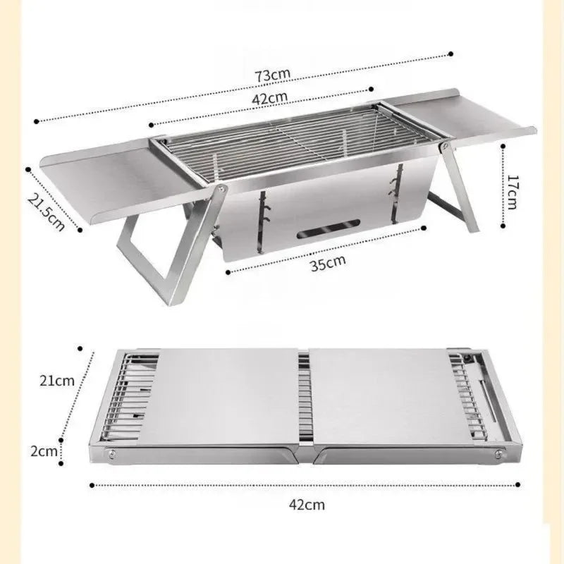 Portable BBQ Grill with Stainless Steel Bracket - Trekker Essentials