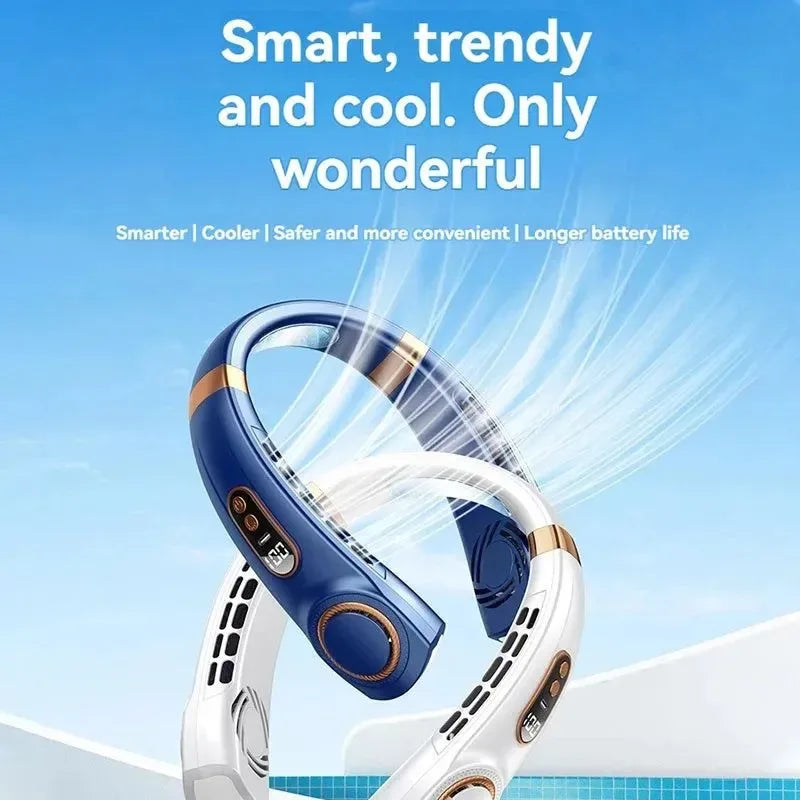 Portable Bladeless Halterneck Fan – USB Rechargeable, Silent, Hands-Free Cooling - Trekker Essentials