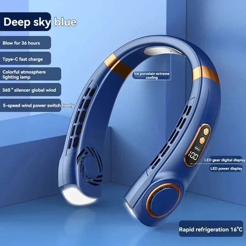 Portable Bladeless Halterneck Fan – USB Rechargeable, Silent, Hands-Free Cooling - Trekker Essentials