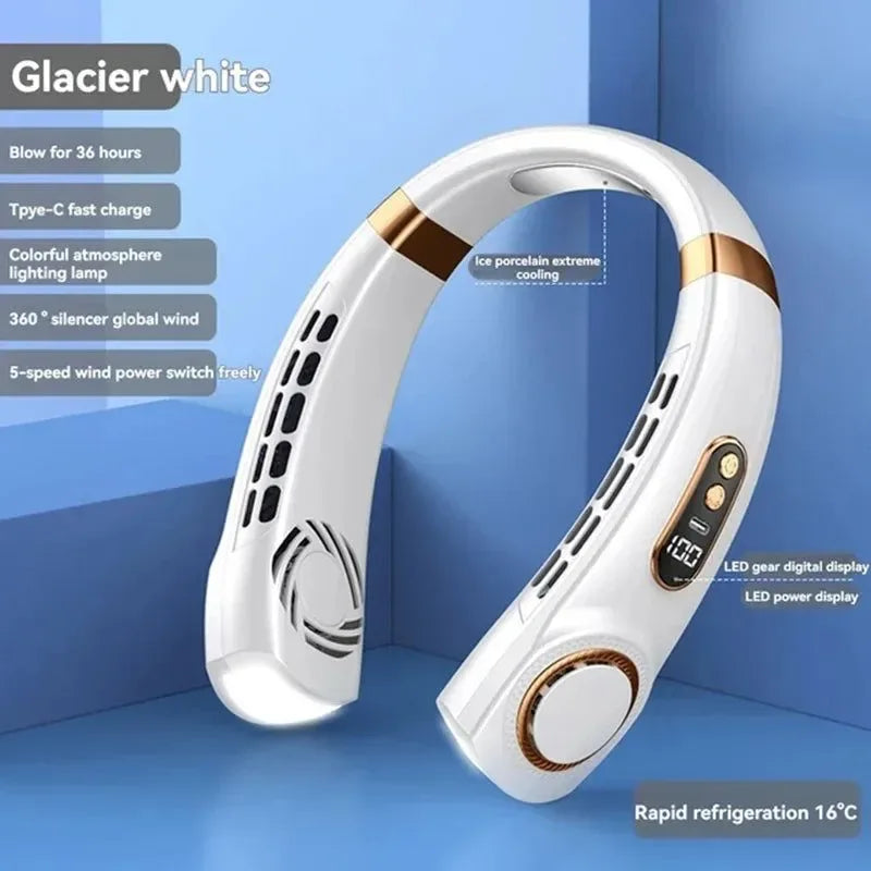 Portable Bladeless Halterneck Fan – USB Rechargeable, Silent, Hands-Free Cooling - Trekker Essentials