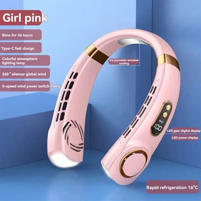 Portable Bladeless Halterneck Fan – USB Rechargeable, Silent, Hands-Free Cooling - Trekker Essentials