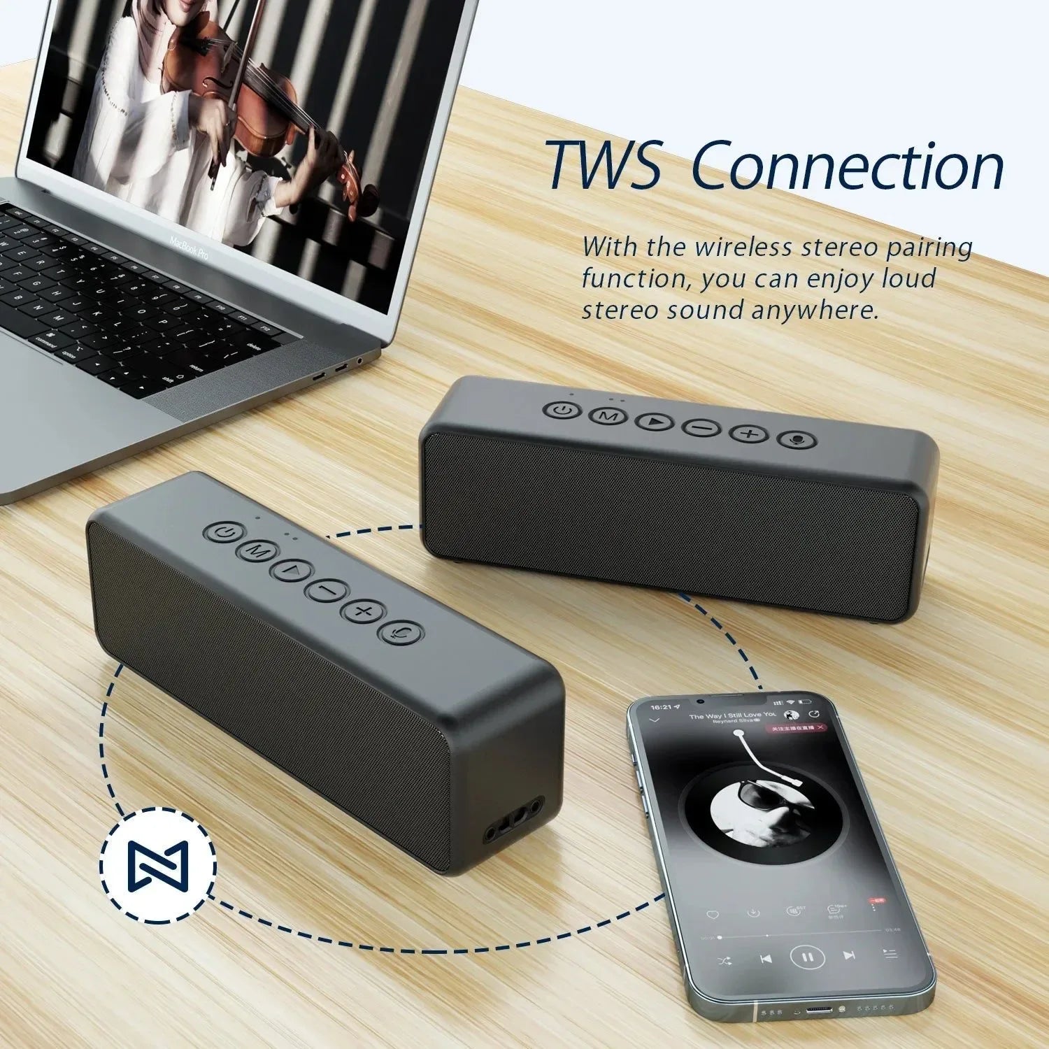 Portable Bluetooth Speaker 30W Wireless Enhanced Bass Built-in Mic IPX6 Waterproof for Camping - Trekker Essentials
