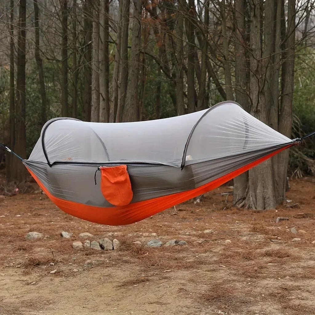 Portable Camping Hammock with Mosquito Net – Quick-Setup Nylon Knit Hammock for Outdoor Relaxation - Trekker Essentials