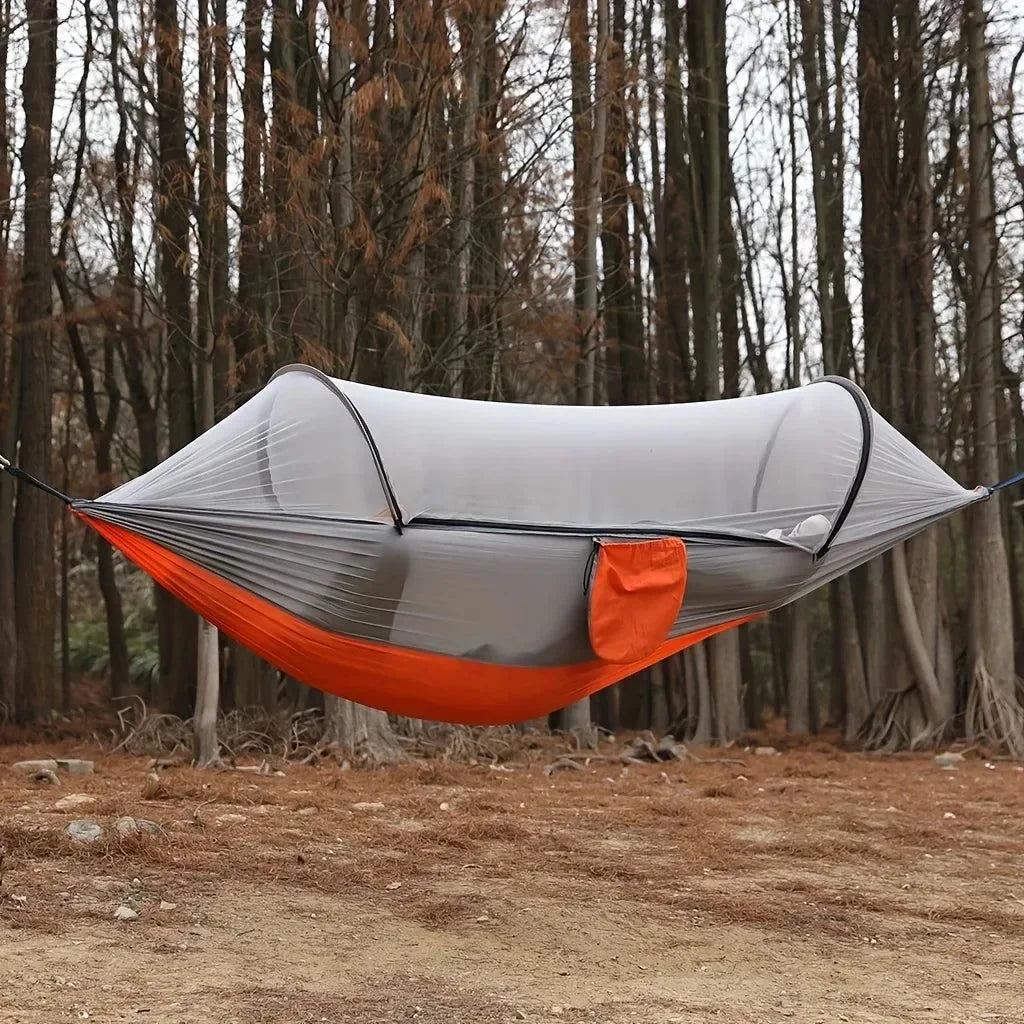 Portable Camping Hammock with Mosquito Net – Quick-Setup Nylon Knit Hammock for Outdoor Relaxation - Trekker Essentials