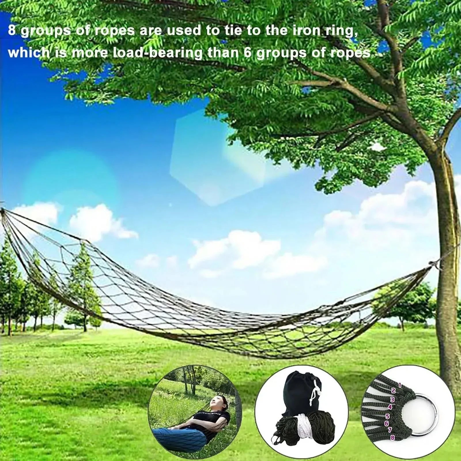 Portable Camping Hammock with Mesh Net – Lightweight, Travel-Friendly for Beach, Garden & Outdoor Adventures - Trekker Essentials