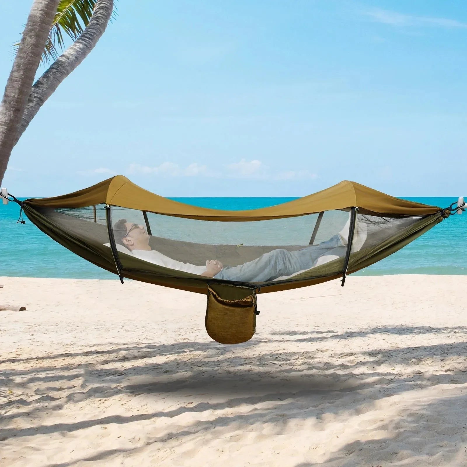 Portable Camping Hammock with Mosquito Net & Sun Protection - Lightweight Outdoor Hanging Bed - Trekker Essentials