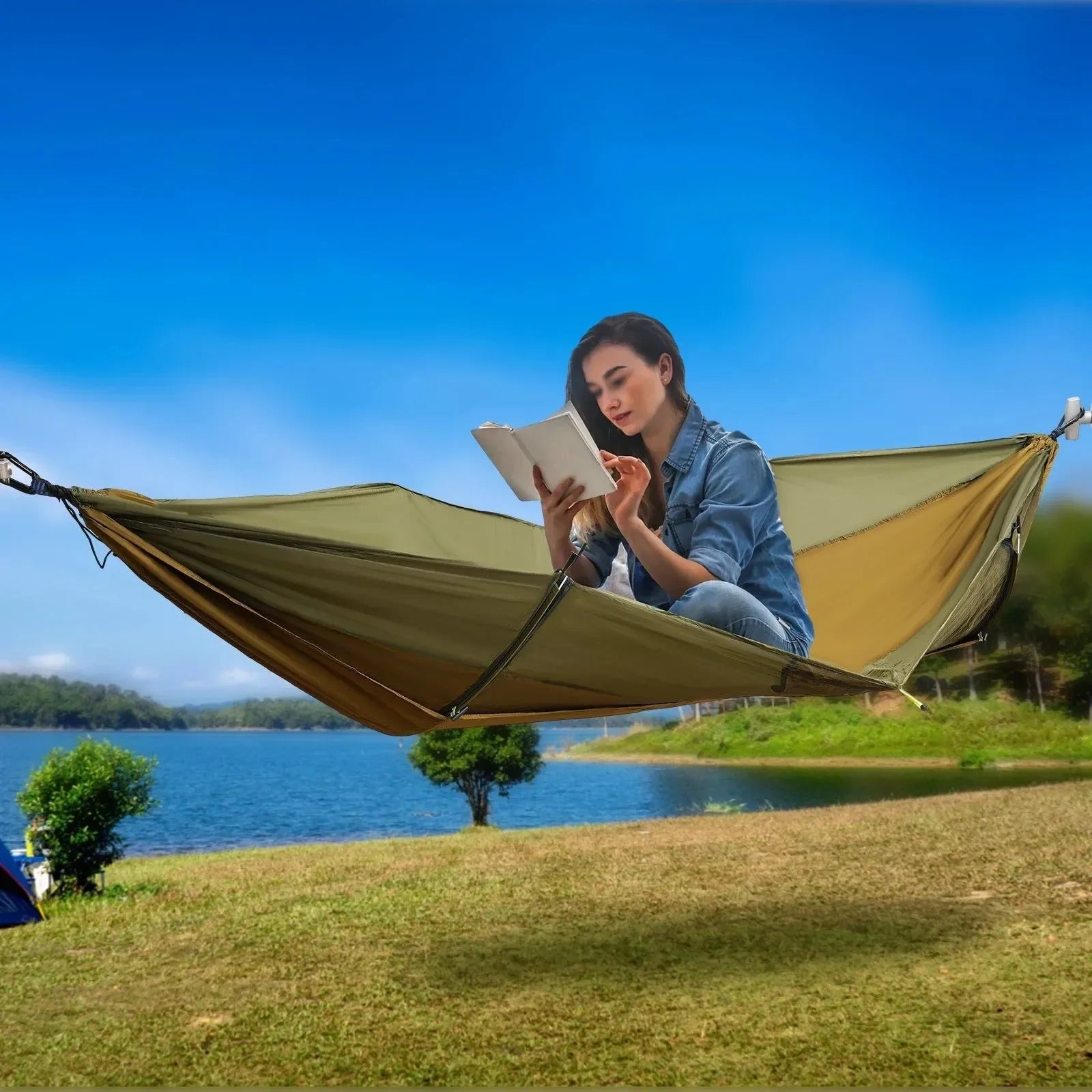 Portable Camping Hammock with Mosquito Net & Sun Protection - Lightweight Outdoor Hanging Bed - Trekker Essentials