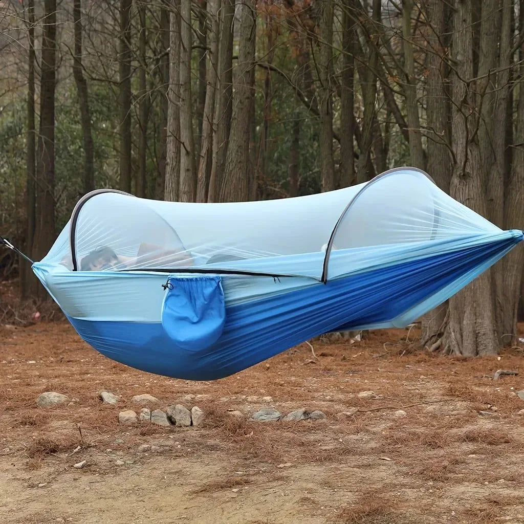 Portable Camping Hammock with Mosquito Net – Quick-Setup Nylon Knit Hammock for Outdoor Relaxation - Trekker Essentials